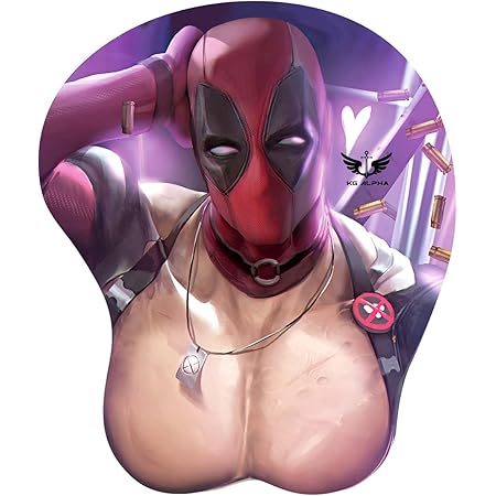 3D Anime Gaming Mousepad, Ergonomic Mouse Pad with Wrist Support Rest, Mousepad Gel Wrist Rest Memory Foam with Coaster Non-Slip & Pain Relief for Computer, Wireless, Home&Office KG Alpha Deadpool