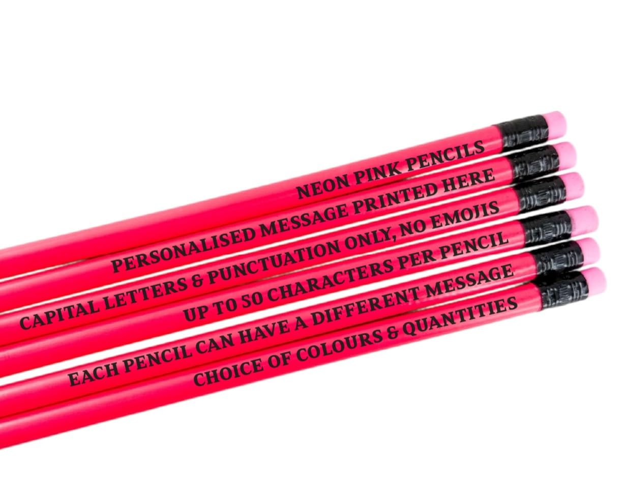 Personalised Pencils - Choice of Colours and Quantities (Neon Pink, 200 Pencils)
