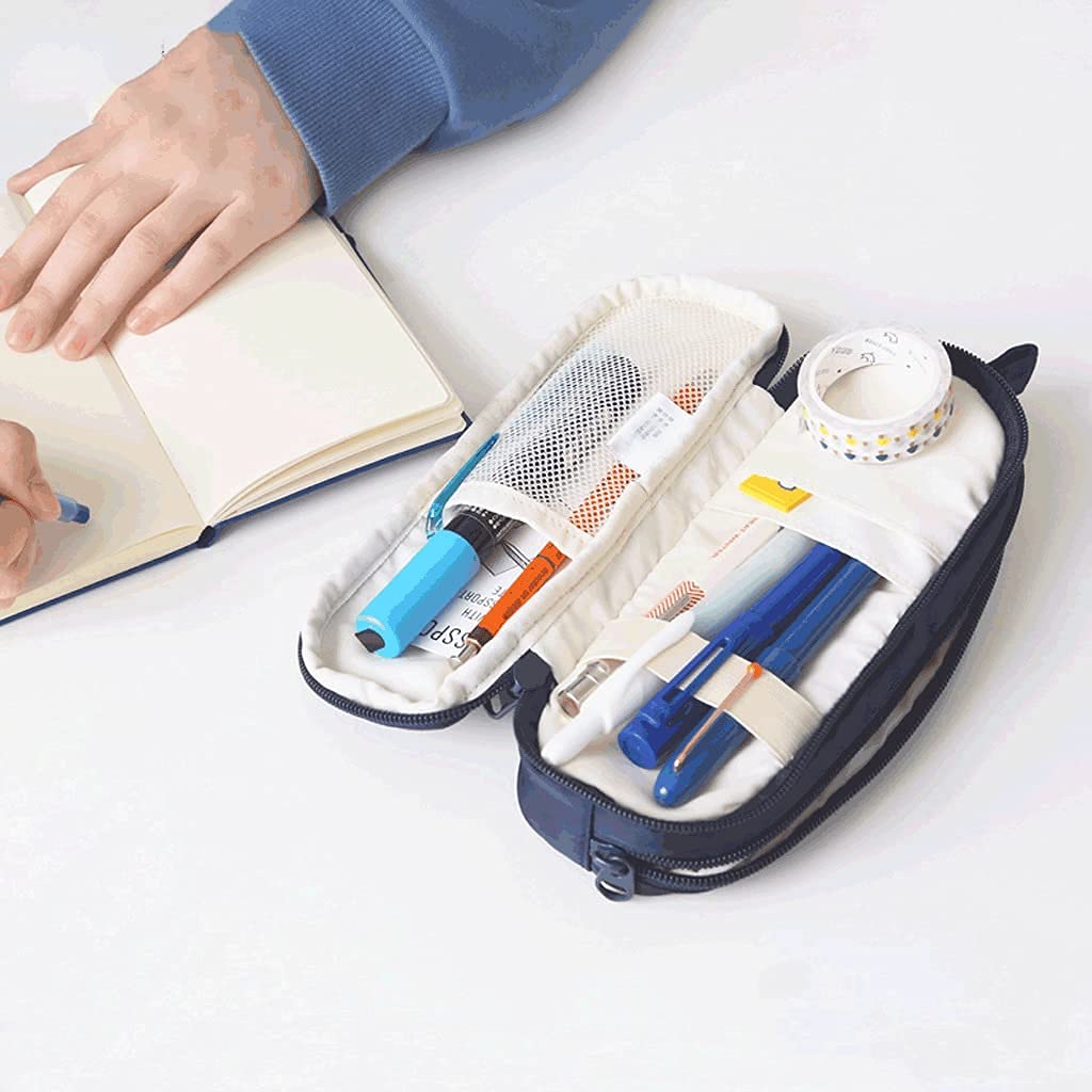 Caja de lápices Funda de lápiz de gran capacidad con cremallera, bolsa de doble capa bolsa de pluma bolsa cosmética organizador de papelería para la escuela / oficina / bolso de la bolsa de la bolsa