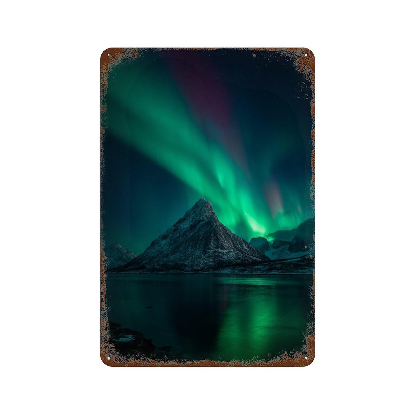 Aurora Borealis Reflections-1 Retro Metal Sign 11.8"x7.9", Old School Wall Decor for Garage, Bar And Workshop Decor