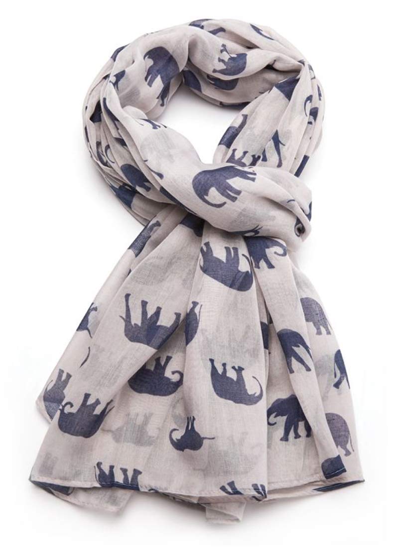 The Olive House Women's Grey The Olive House® Elephant Print Scarf Blue Elephants