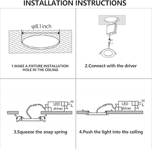 Miniatura 8 de Luz empotrable LED de 8 pulgadas con caja de conexiones, paquete de 6 luces LED empotrables ultrafinas. 4000K blanco frío, 18 W 110 V