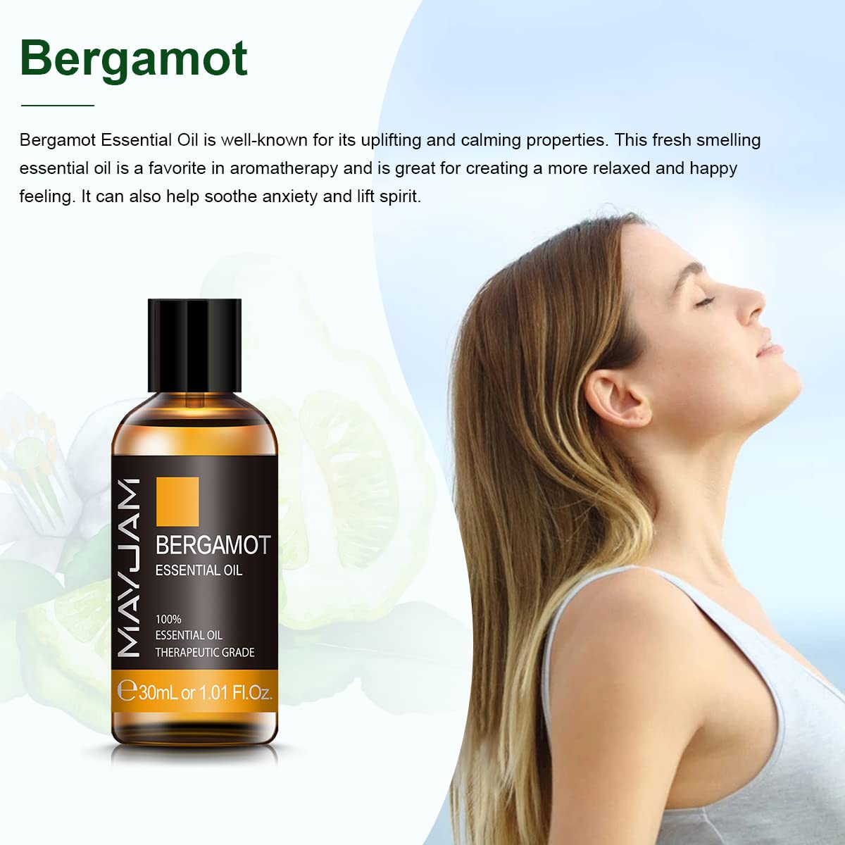 MAYJAM Set di Oli Essenziali 3 * 30ml Bergamotto Eucalipto Arancio Dolce, Set Regalo Di Oli Essenziali Per Aromaterapia Per Diffusore, Umidificatore