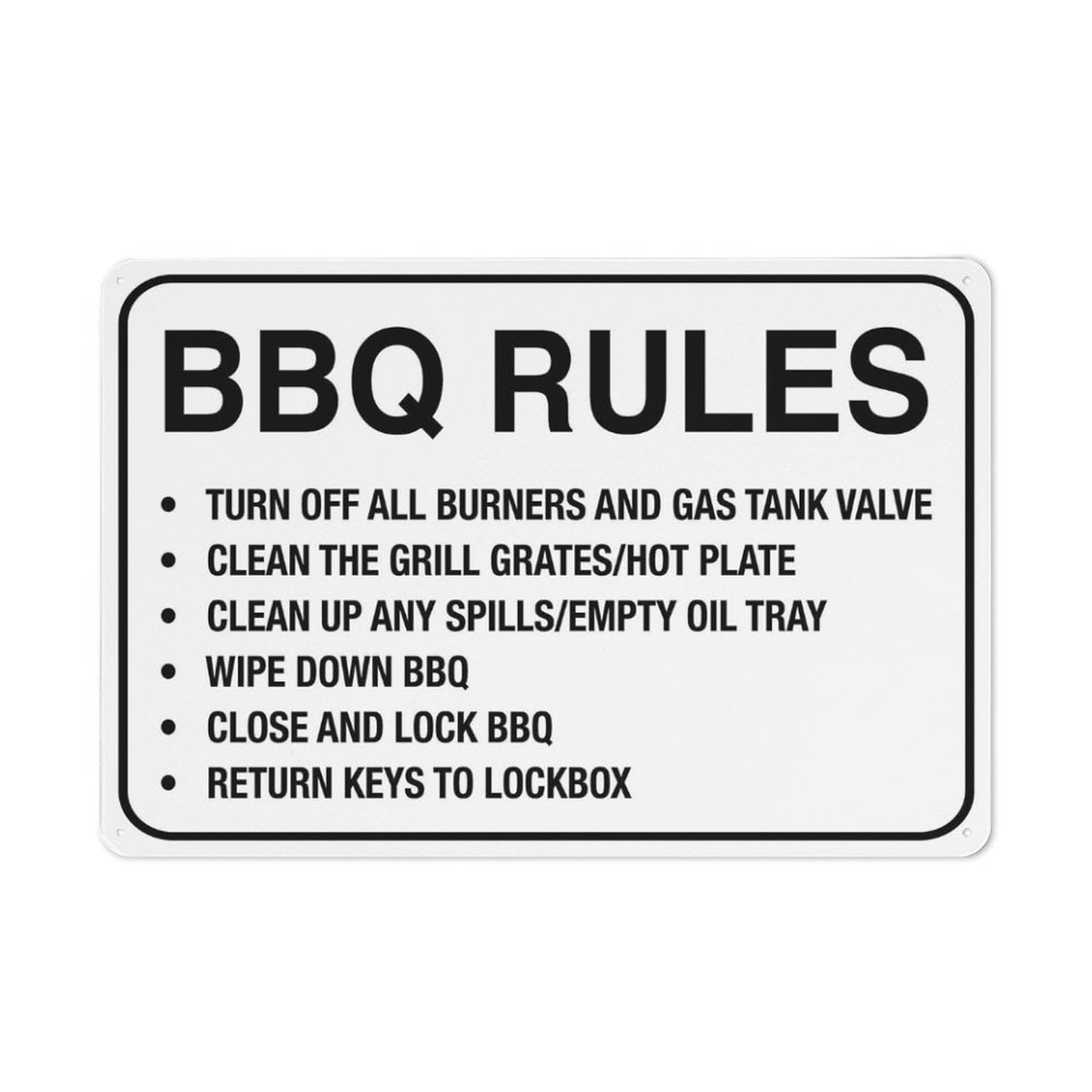 Peiyeety A09 Bbq Rules Sign 12X8 Inch Aluminum Uv Ink Printed For House And Business