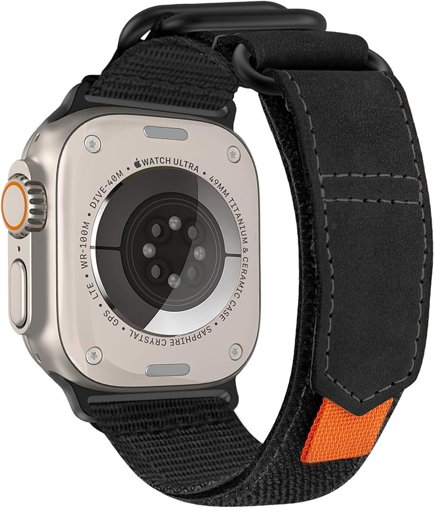 Stylish Nylon Strap Compatible with Apple Watch Series 10 | Ultra 2 | 9 | 8 Ultra | 8 | 7 | 6 | SE, Sport design with metal rings for iWatch 49mm 45mm 44mm 42mm