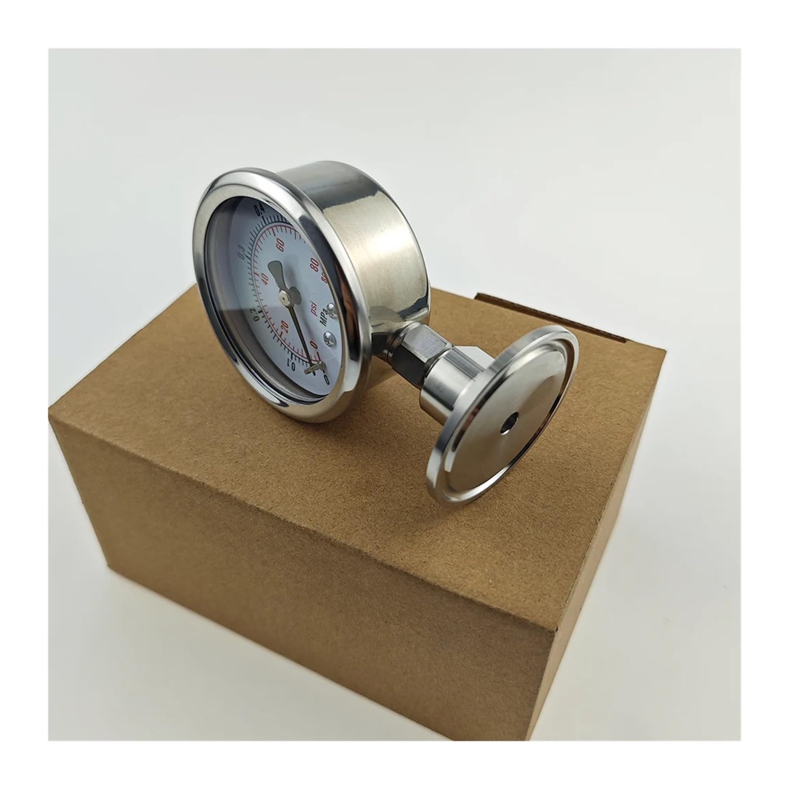 Druckmessgerät, Manometer SS304 Edelstahlgehäuse mit SS316 Tri-Clamp 1,5 "Tri-Clamp Manometer Mpa/Bar/psi(150mm dia,0-10Bar)