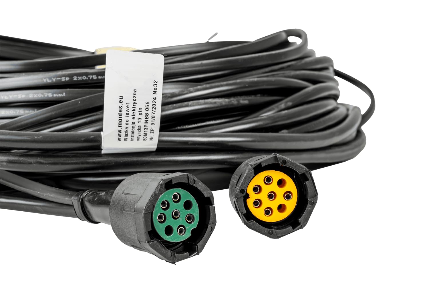 MANTES Faisceau électrique 8m prise 13 broches avec deux baïonnettes 8 broches et dérivation pour feux de gabarit 12V installation câblage éclairage pour remorque utilitaire