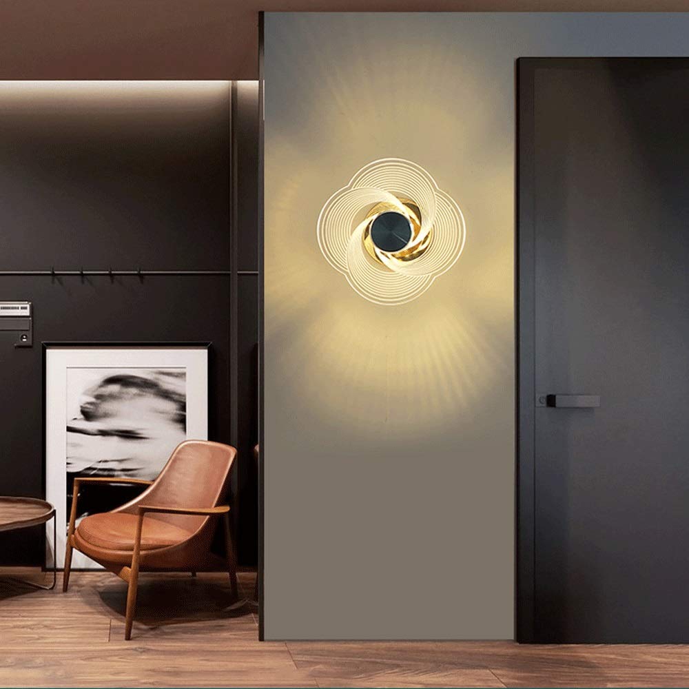 Kinkiety ścienne Oprawa oświetleniowa LED 3 zmienne kolory Lampy naścienne Geometryczny złoty metal do lampki nocnej Sypialnia Salon Oświetlenie wewnętrzne
