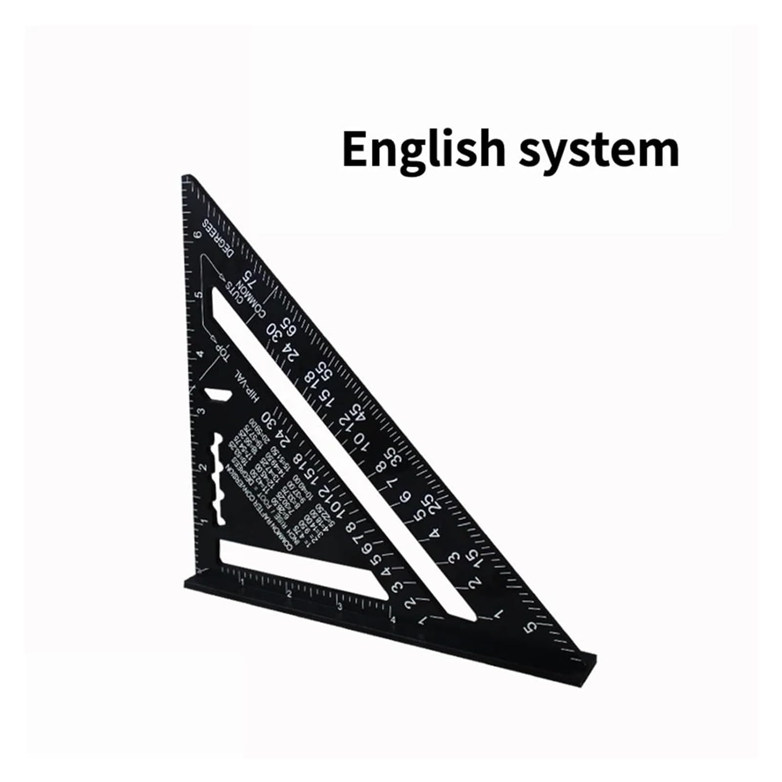 Precyzyjna rządka trójkątna, Linijka trójkątna 7-calowe wielokolorowe metryczne narzędzie stolarskie ze stopu aluminium(Black English System)