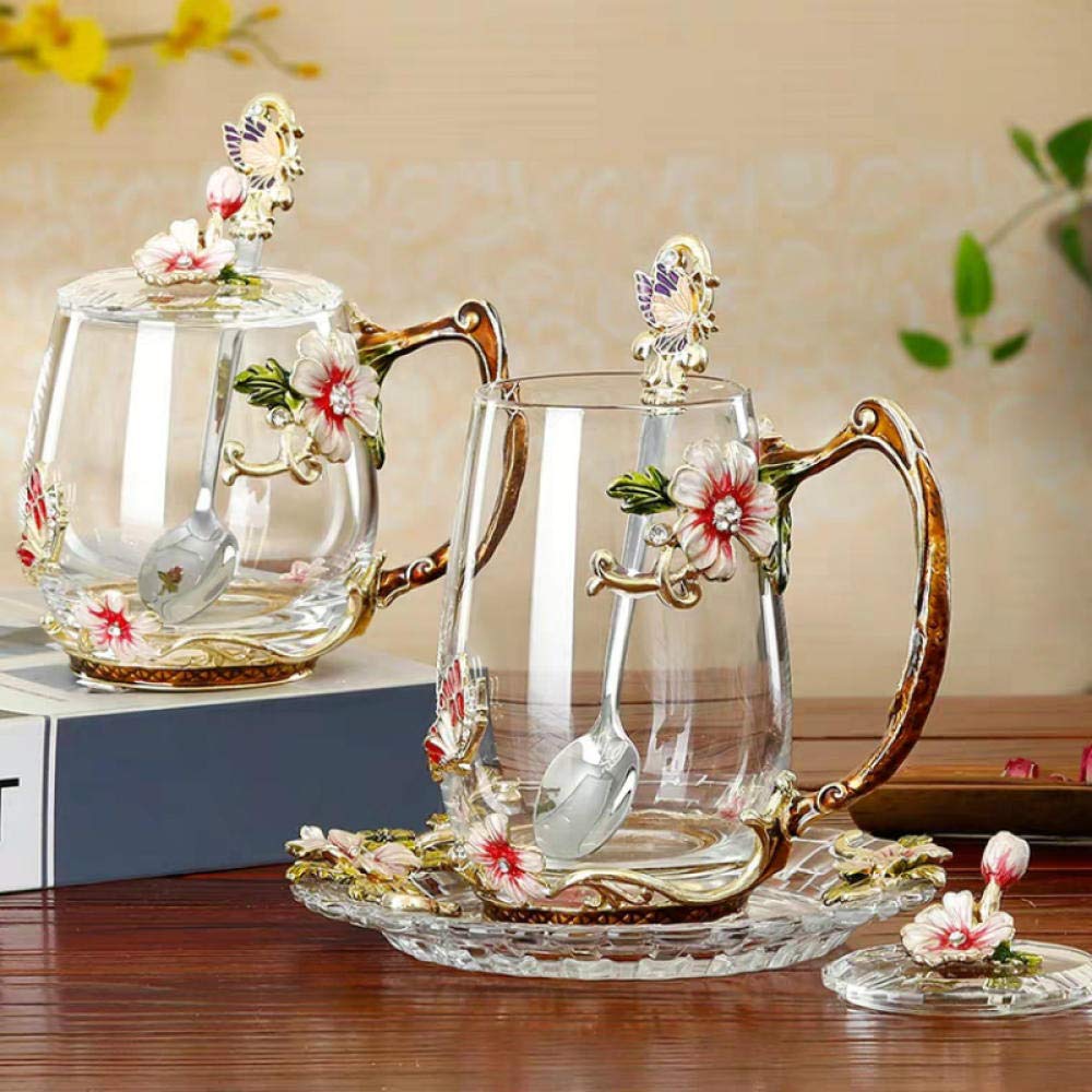 Lot De 2 Tasses à Thé En Verre Et Inox Avec Cuillères - Neuves