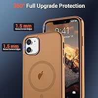 Vista 1159 de SUPFINE Funda magnética para iPhone 11 con protector de pantalla (compatible con MagSafe) (protección contra caídas de grado militar), translúcida