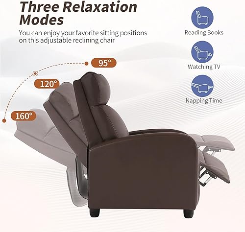 Miniatura 72 de BestMassage - Sillón reclinable para sala de estar Moderno sofá con respaldo alto, asiento para cine en casa con soporte lumbar (con masaje,