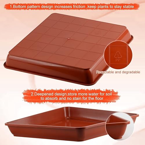 Miniatura 5 de WAYNHUI Platillo cuadrado para plantas 681012141618 bandeja cuadrada de plástico grande y pequeña (negro 6810 pulgadas, paquete de 9 unidades)