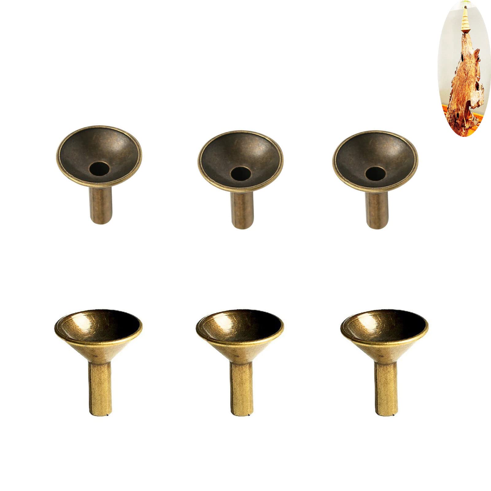 NentMent Incense 6 Pack Backflow Incense Holder Base Protector Ash Container Catcher for Waterfall Cone Burner Holders Metal Retro Funnel Incense