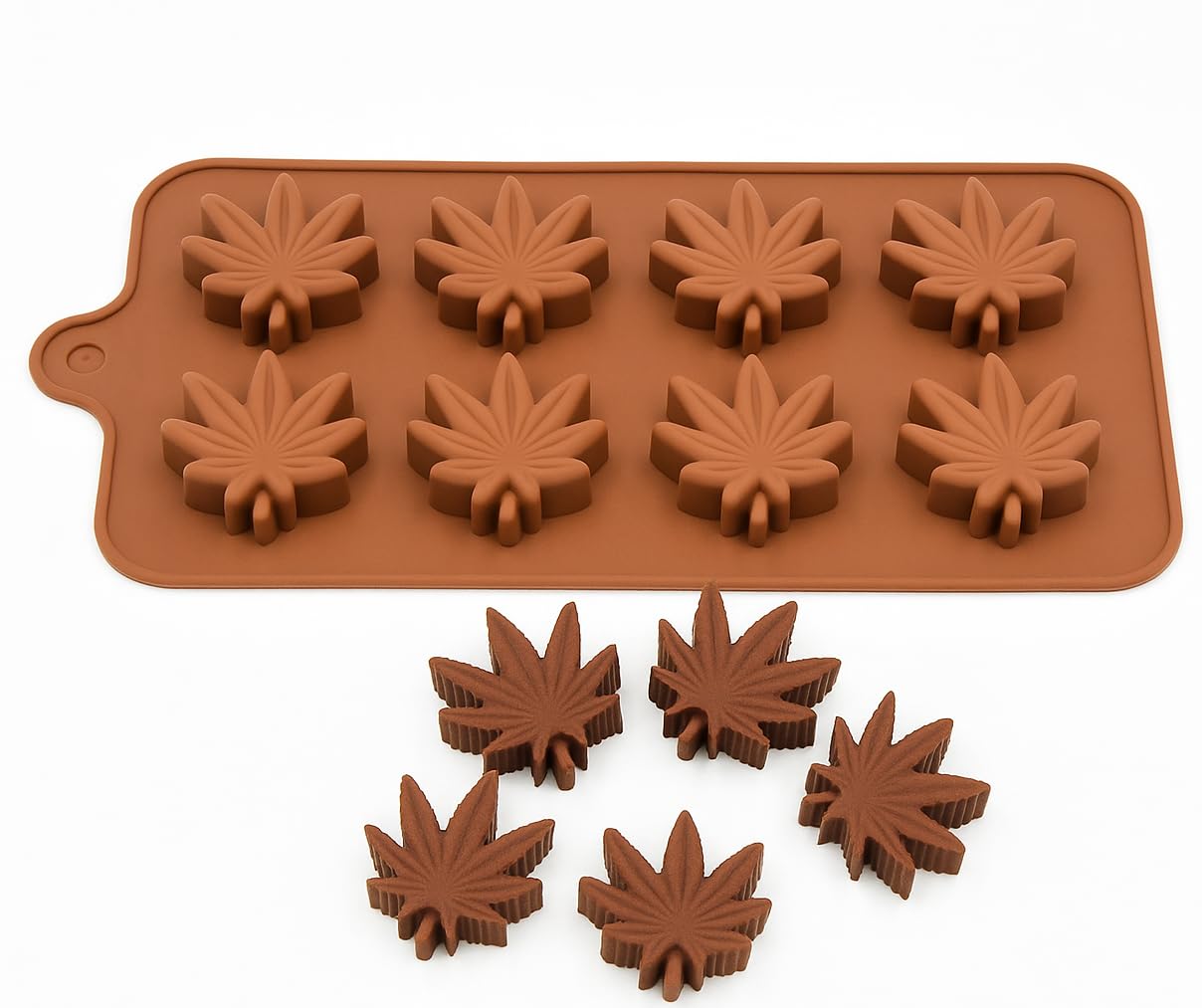 Selecto Bake Brown Marijuana Cannabis Weed Hemp Leaf Silicone Moulds For Pot Candy Mold Chocolate Gummy Gummies Candy Mould Cake Decoration