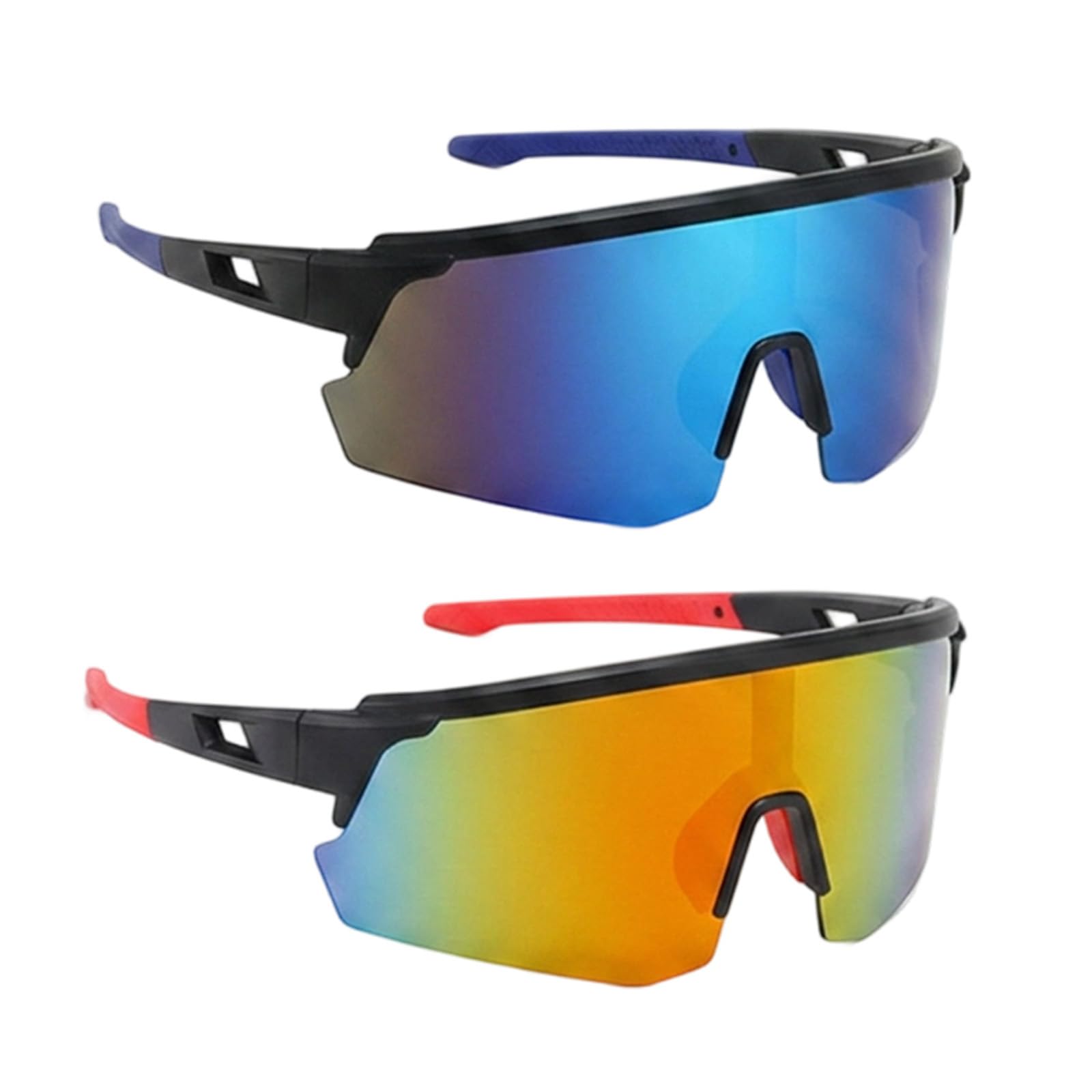 Rndqw 2 PCS Cycling Glasses, Running Glasses and Sports Sunglasses, Cycling Sunglasses for Men and Women, UV Protection Cricket Sunglasses for Outdoor Activities