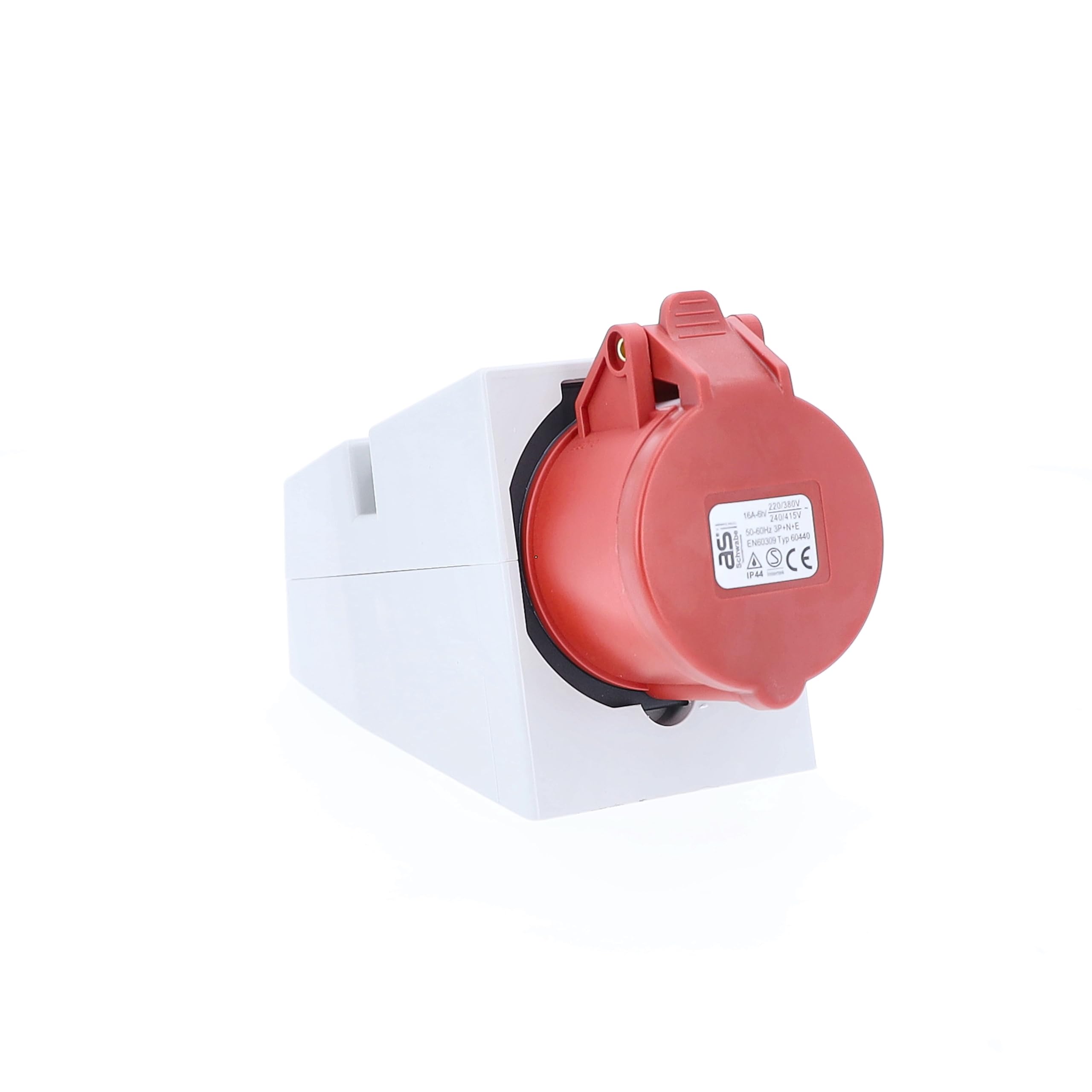 Presa CEE 400V 32A 5 Poli - Attacco A Parete IP44 Con Coperchio Incernierato Made In Germany By AS-Schwabe