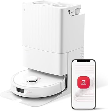 roborock Qrevo Robot Vacuum and Mop, Auto-Drying, Auto Mop Washing, Dual Spinning Mops, Auto Mop Lifting, Self-Refilling, Self-Emptying, Reactive Tech Obstacle Avoidance, 5500Pa, White (Renewed)