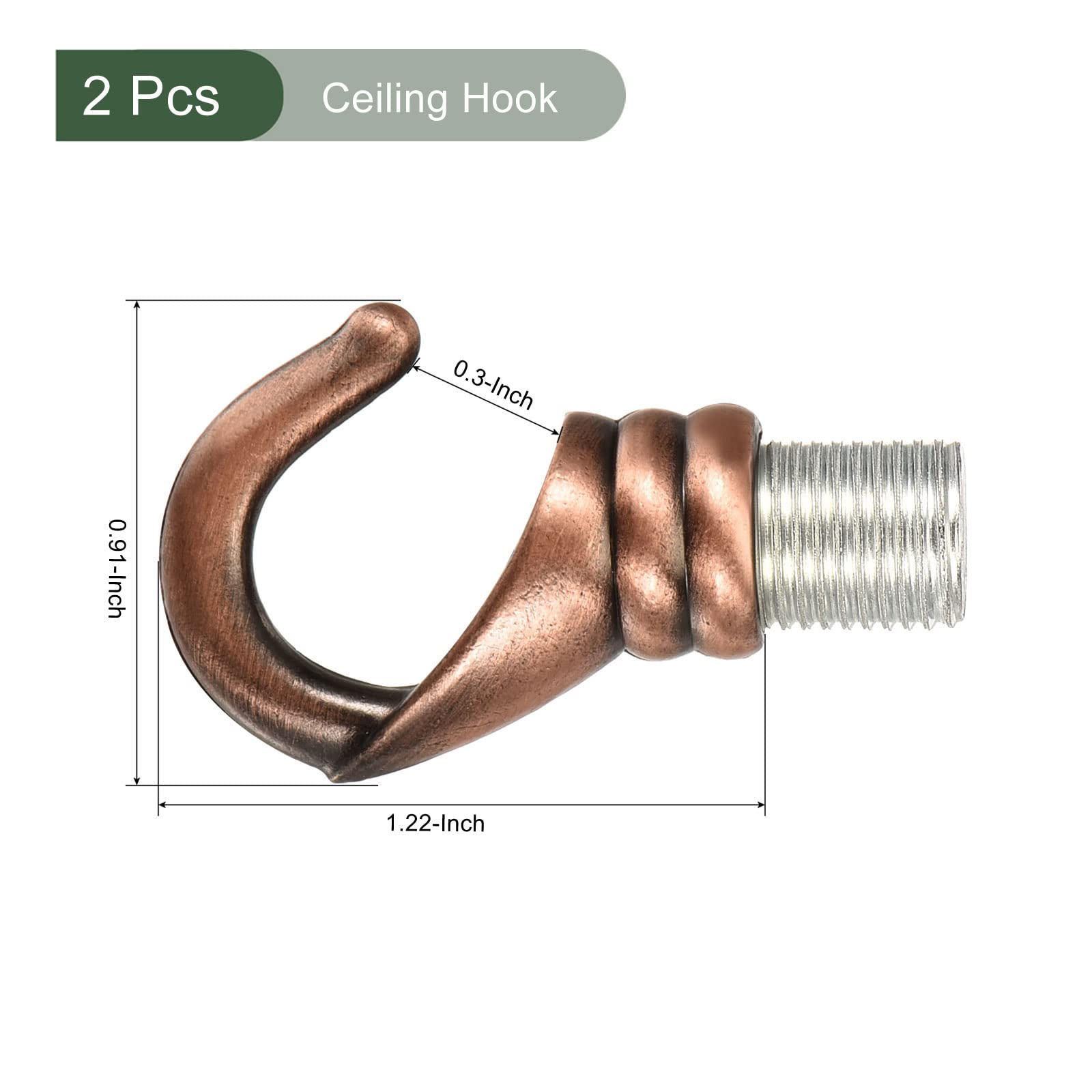 YOKIVE 2 Pcs Alloy M10 Ceiling Hook, Electroplate Pendant Fixtures Hanger, Red Bronze - Image 2