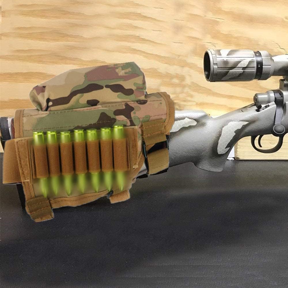 Rifle Buttstock, Rifle Stock Buttstock Pack Adjustable Tactical Cheek Pad Ammo Pouch with 7 Shells Holder for Hunting Shooting : Sports & Outdoors