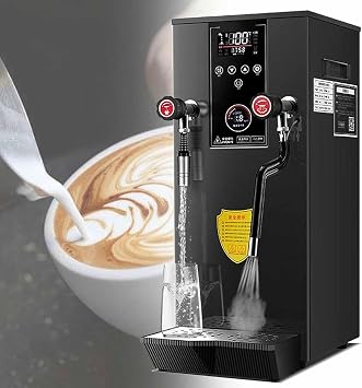 Milk Frother,Commercial, Full-Automatic Steam Boiling Water with Led Display, for Espresso Coffee Tea Dessert Shop Hotel-Black