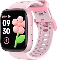 Bettdow Criança SmartWatch, relogio smartwatch com 1.83 Ecrã tátil, à prova d'água IP68, relogio feminino e masculino Despertador Exibição de hora No APP No Phone Registre os passos (Rosa)