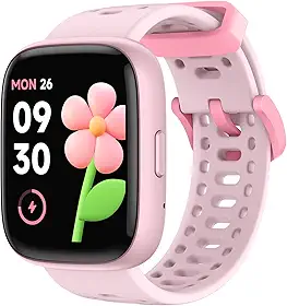 Bettdow Criança SmartWatch, relogio smartwatch com 1.83 Ecrã tátil, à prova d'água IP68, relogio feminino e masculino Despertador Exibição de hora No APP No Phone Registre os passos (Rosa)