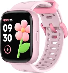 Bettdow Criança SmartWatch, relogio smartwatch com 1.83 Ecrã tátil, à prova d'água IP68, relogio feminino e masculino Despertador Exibição de hora No APP No Phone Registre os passos (Rosa)