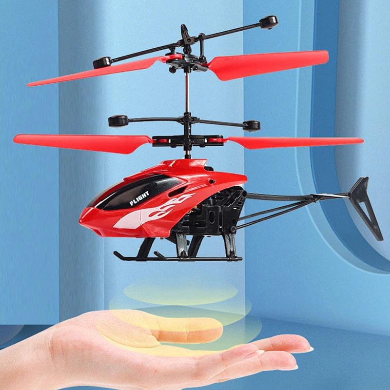 Gesture Sensing Indoor Flying Helicopter Toys, Remote-Controlled Helicopter Children's Toys with LED Lights, Birthday Gifts for Boys and Girls (Red) image 2