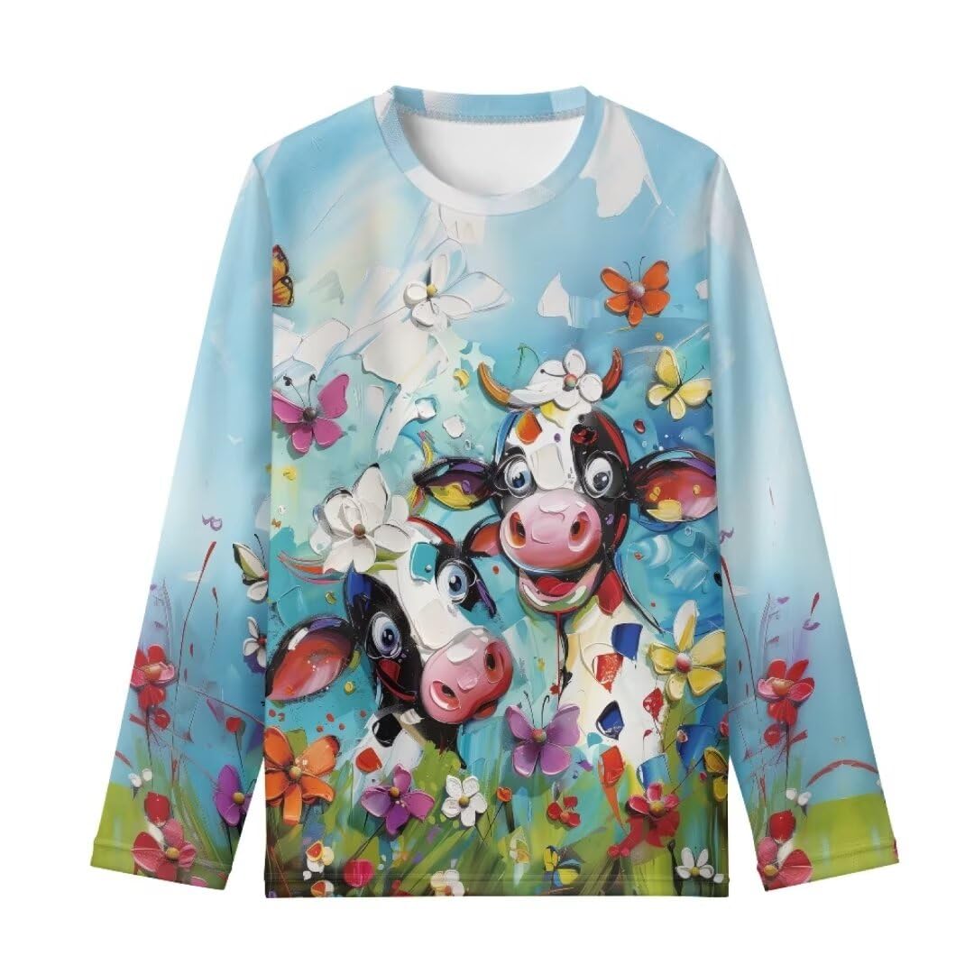 Long Sleeve Shirts for Girls Winter Tops 3-16t Cartoon T Shirts for Fall Clothes