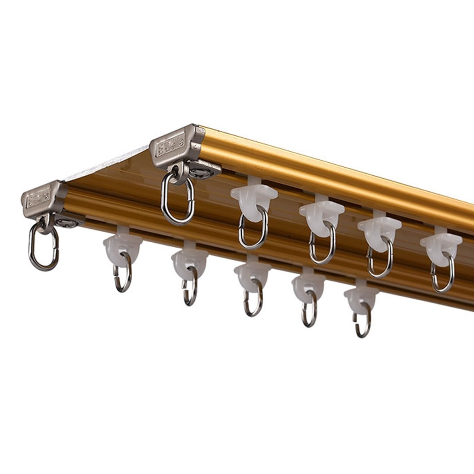 Ceiling Curtain Track 1m-6m Curtain Poles Aluminum Double Curtain Track Ceiling Mounted Curtain Rail For Room Divider(Gold,4.2m(3 * 1.40m))