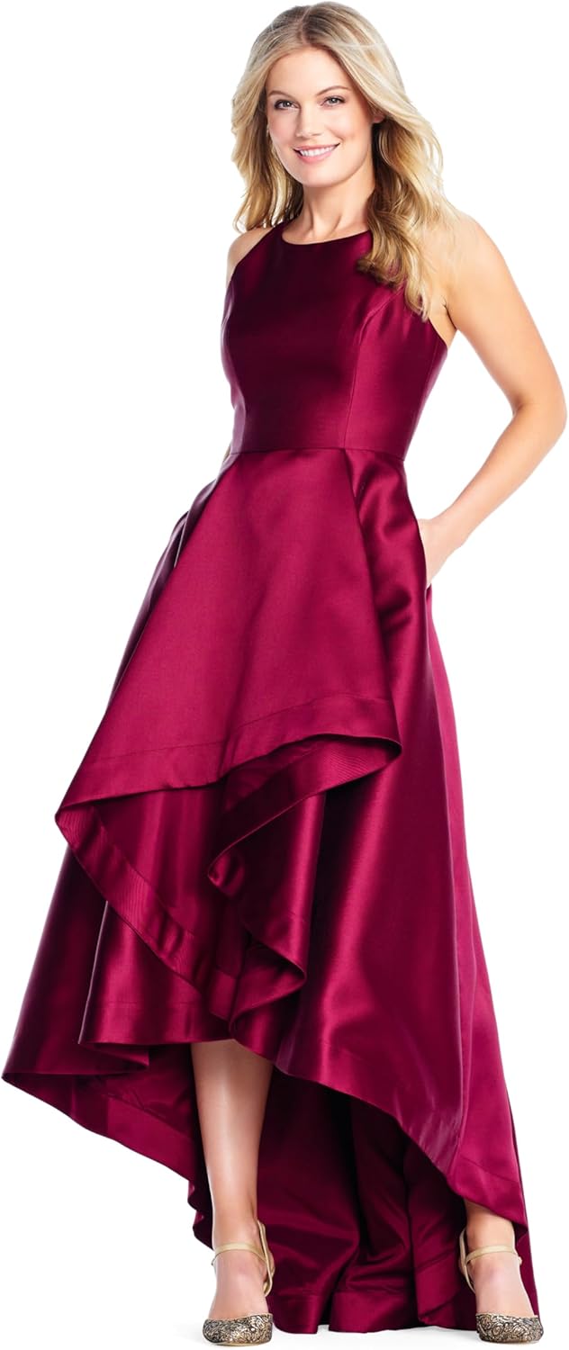 Adrianna Papell Women's Mikado High Low Gown