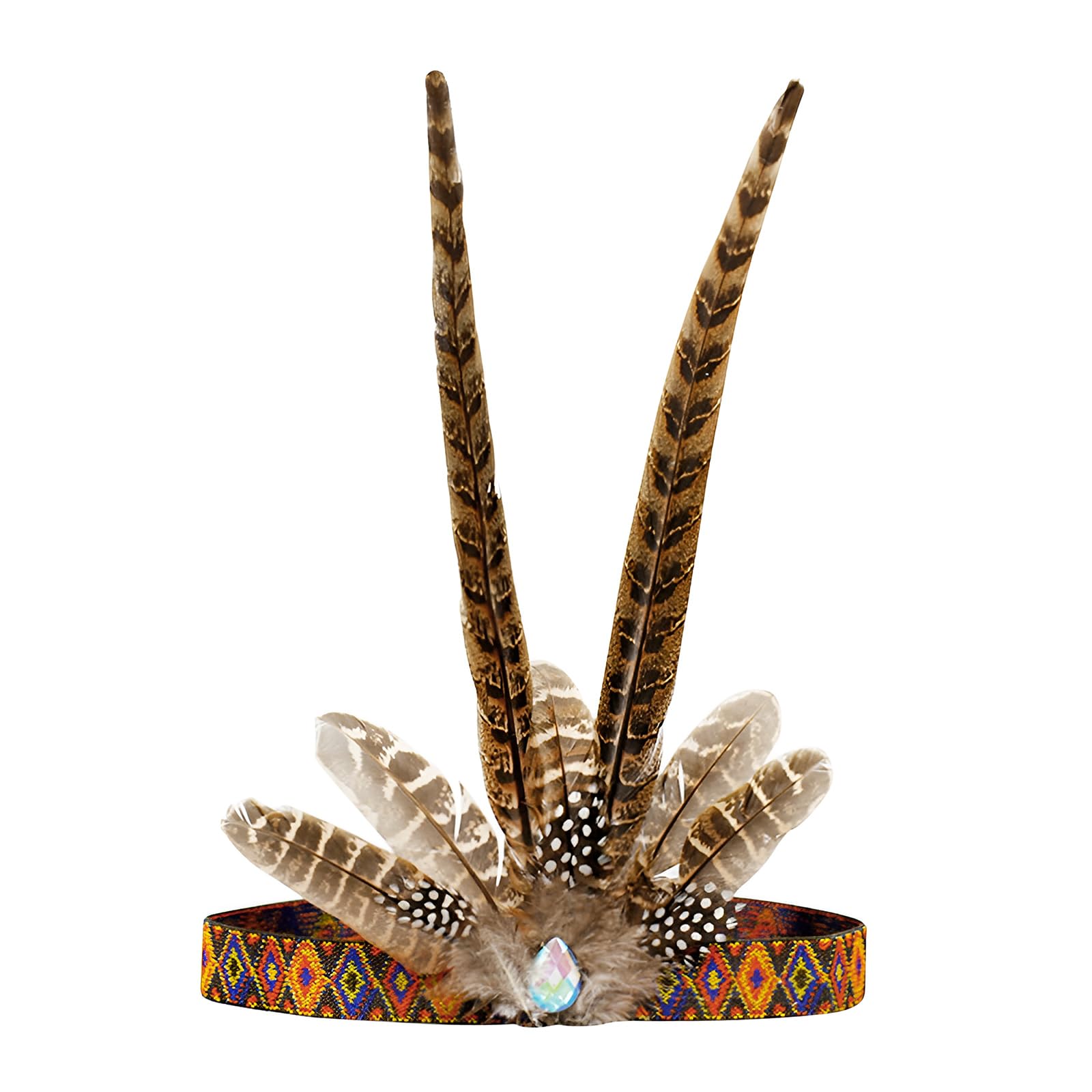 Feather Headdress Headband Native American Indian Style Headwear Chief Costume Headpiece for Halloween Carnival