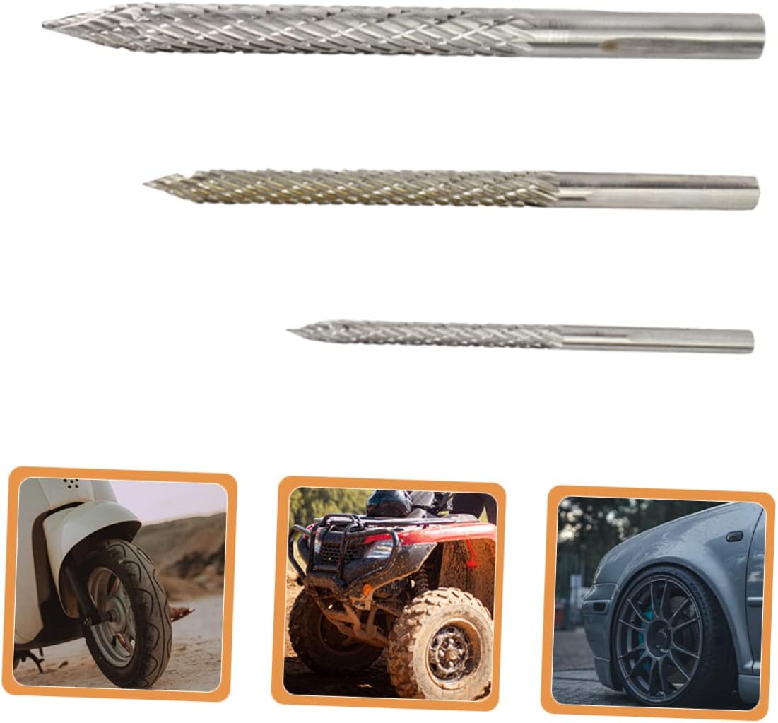 2sets Tire Repair Drill Bit Carbide Reamer Tool for Efficient Puncture Fixing Compatible Cars Trucks Motorcycles Wear-Resistant Cutting Tools Includes and Bits