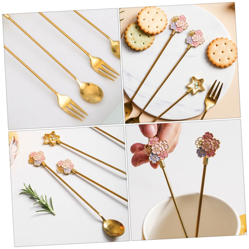 Juego De 4 Cucharas Y Tenedores De Postre De Diseño Japonés De Acero Inoxidable Lisos Y Fáciles De Limpiar 2 Unidades X 4