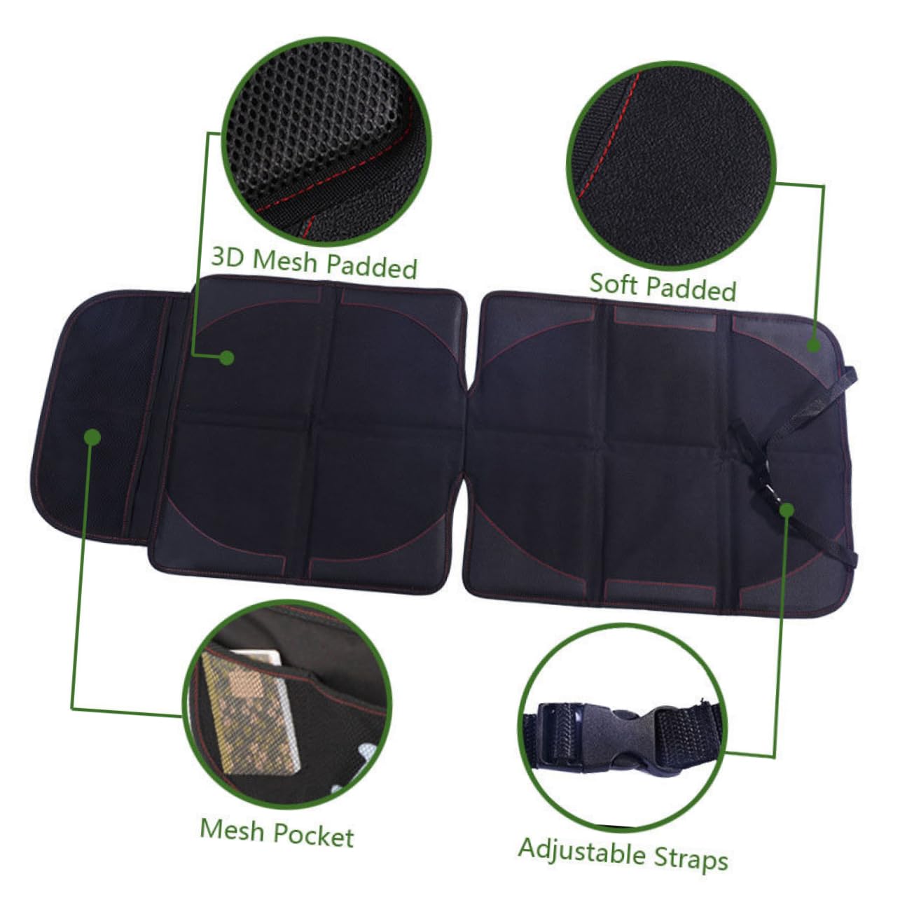 Cabilock Protezione Sedile Auto per Bambini, Tappetino Nero | Cuoio Oxford Cotone, Lavabile e Resistente All'acqua, Tasche Integrate per Viaggio
