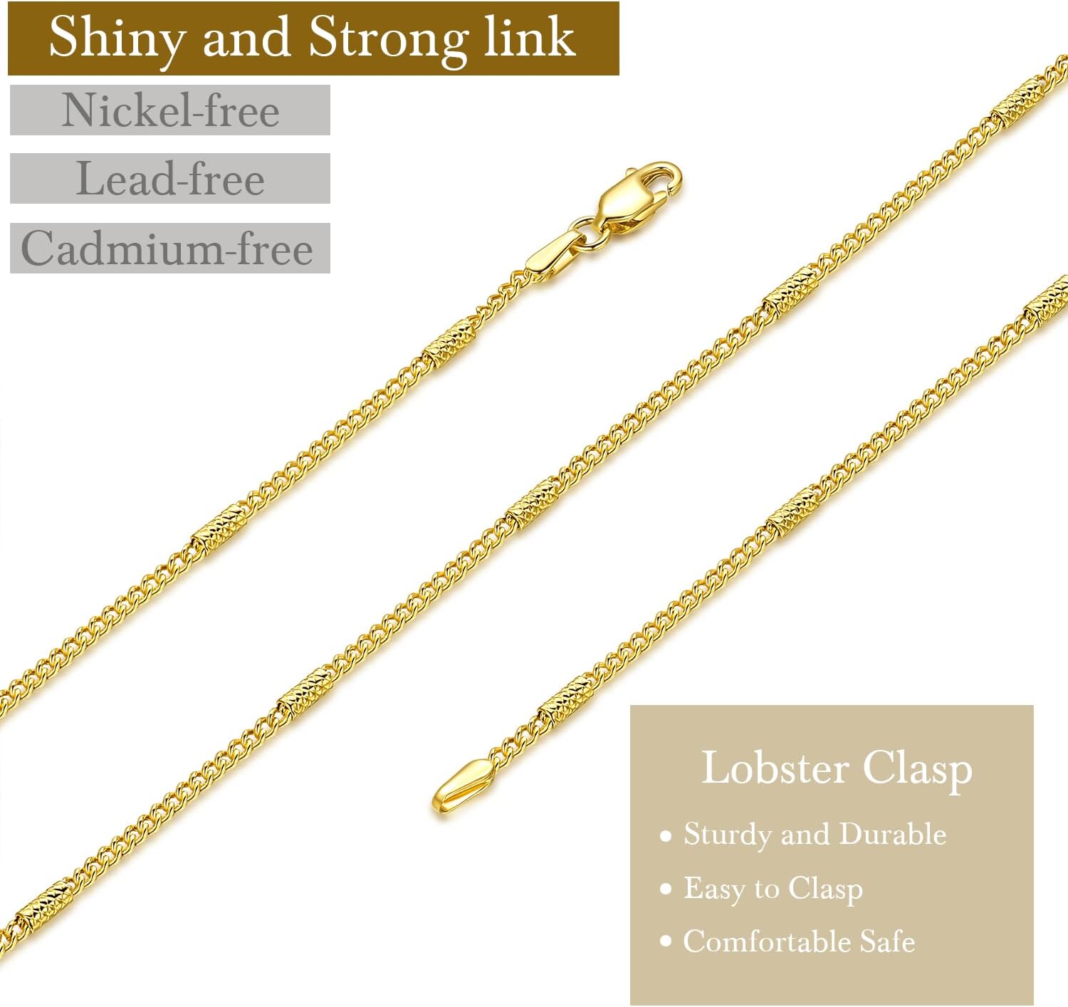 14K Gold Chain for Women 1.6mm Golden Cuban Link Chain for Mens Gold Necklace Waterproof Golden Necklace Subtle Elegance with a Twist Dainty Necklaces for Women 16,18,20,22,24in - Image 2