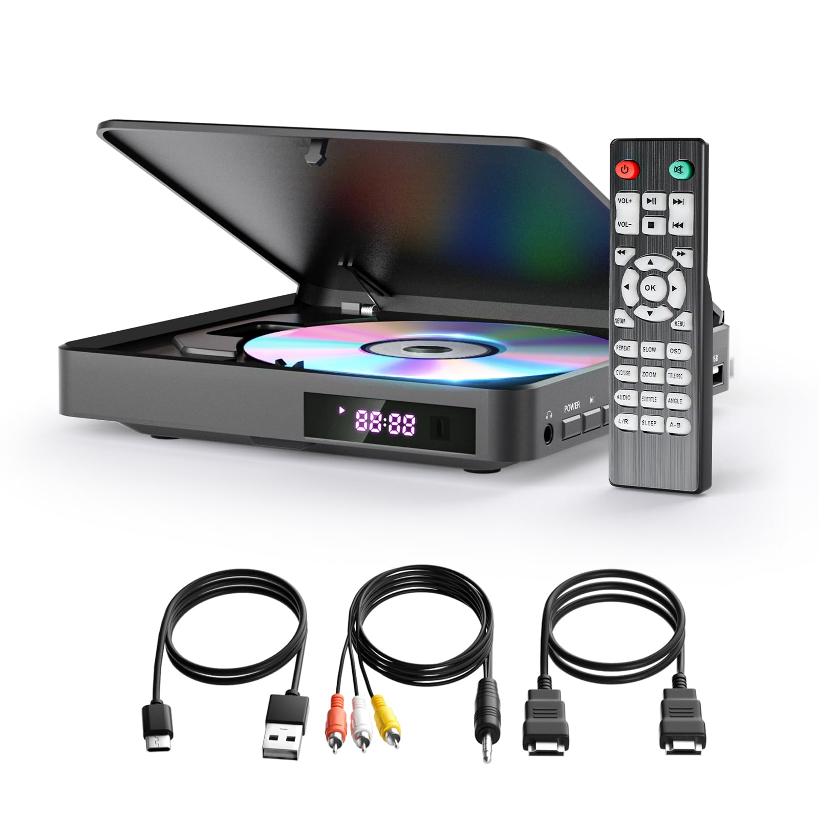 Arafuna Mini DVD Player HDMI, All Region DVD Player for TV with Remote Control, RCA HDMI Cable, Breakpoint Memory Support USB
