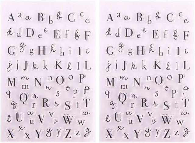 EXCEART 2pcs Alphabet Clear Stamp Reusable English Letters Capital Seal Stamps for Scrapbooking Card Making Photo Album