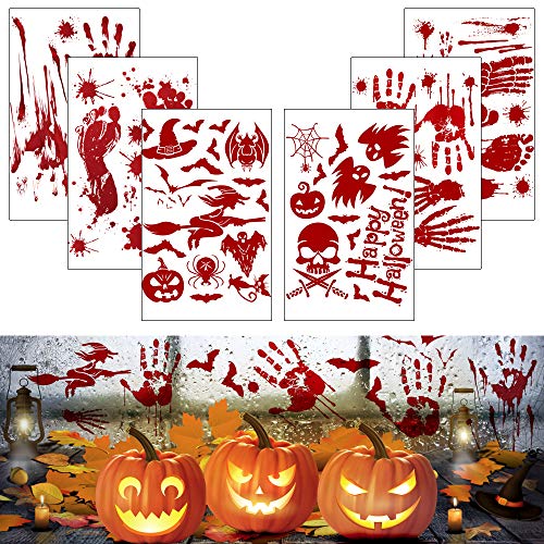 Aiooy Halloween Fenêtre S'accroche, Halloween Empreinte Sanglante d'empreinte, pour Halloween Décoration de fête pour Maisons hantées Salle De Bains Mur Zombie Sorcière Diable Party, 6 Feuilles