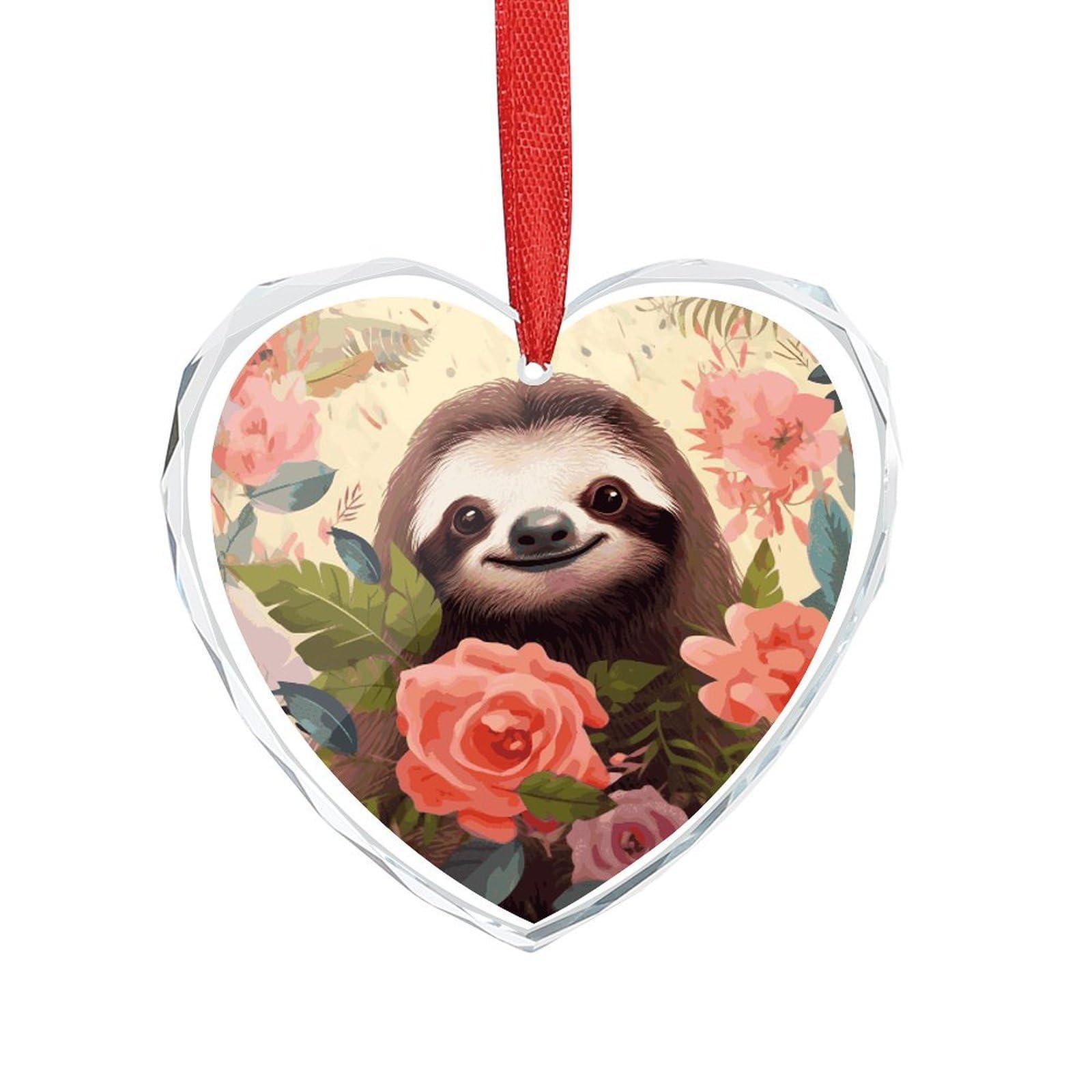 Wsoihfec Style Sloth And Flowers Engagement Gifts For Couples, Glass Ornaments Just Married Bridal Shower Decor, Heart Keepsake Decor For Bride & Groom