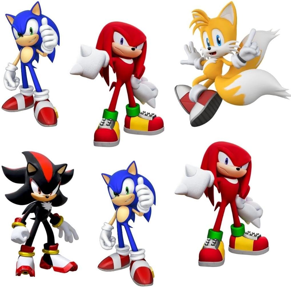 Sonic Theme Party Cutouts – 6 Inch Multicolor Decorations – 250 GSM Cardstock – Pack of 12 – Great for Birthday Parties, DIY Crafts, Kids Room Décor, Scrapbooking & Sonic-Themed Events