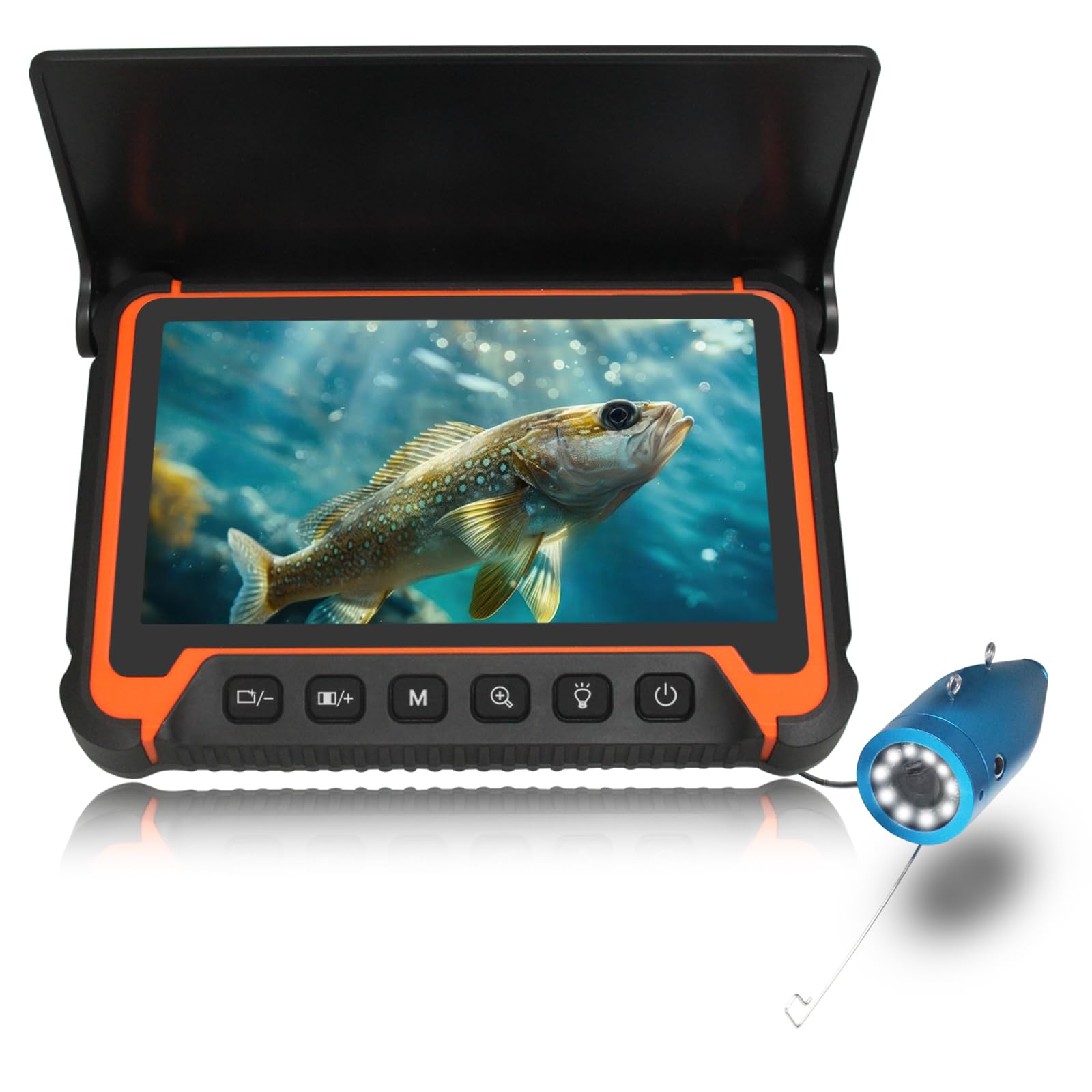 Gatebig Portable Fish Finders,Underwater Fishing Camera with 7''IPS Screen,1000TVL Ice Fishing Camera with 12pcs Infrared Lights,6H Battery,USB-C Charging,48FT/14.6M Cable for Lake Boat Ice Fishing