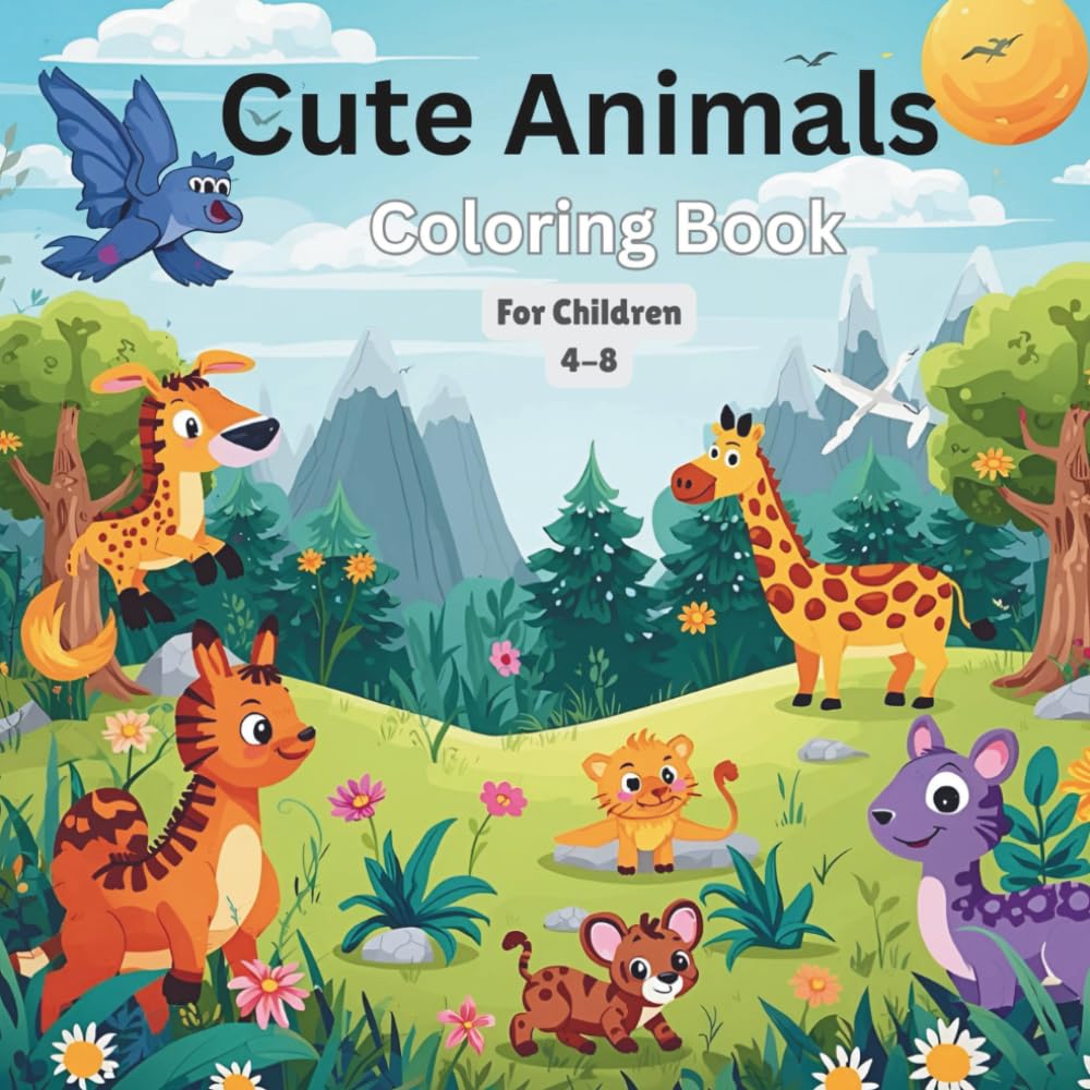 Cute Animals Coloring Book For Children: Educational Coloring pages with Animals. Children Ages 4-8