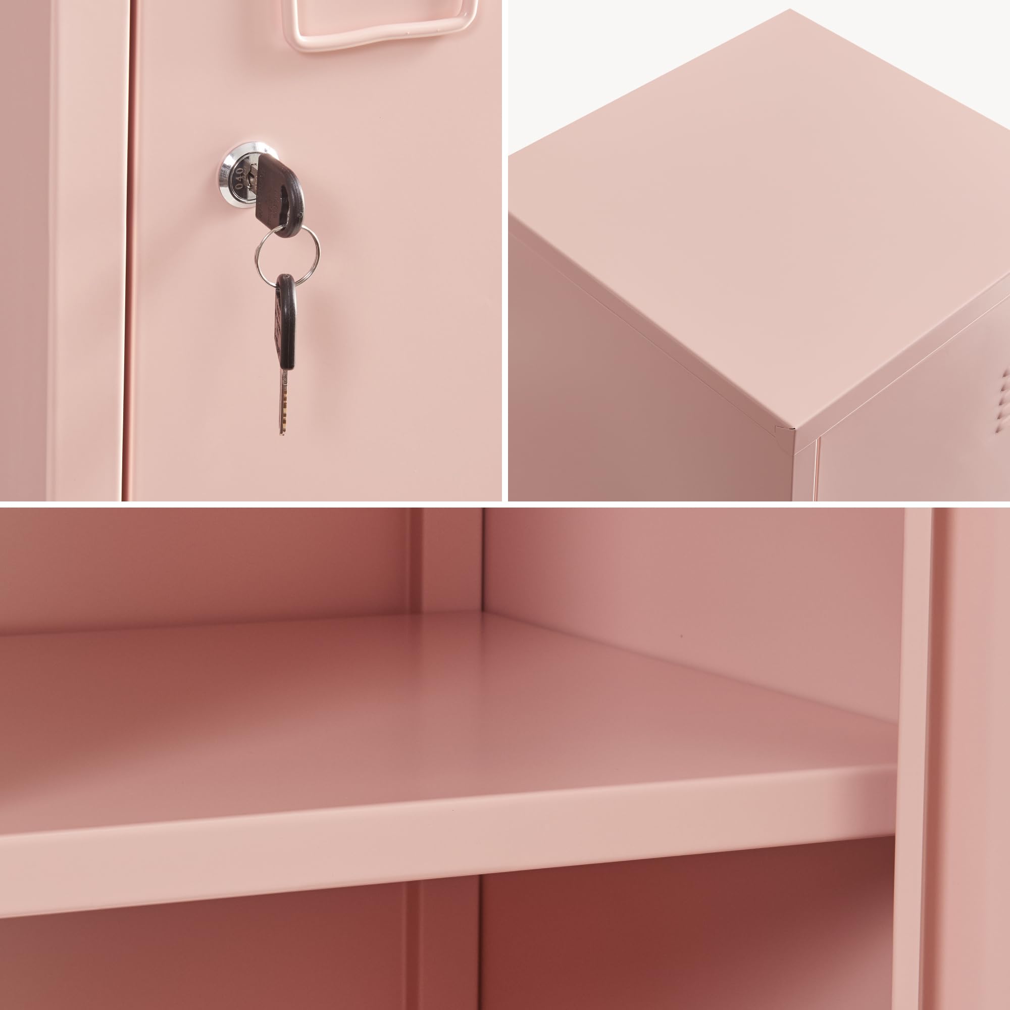 [en.casa] Armadio da Ufficio con Anta e Serratura Mobile in Acciaio per Archivio con 3 Scomparti Armadio da Spogliatoio 137 x 38 x 38 cm Beige Pesca