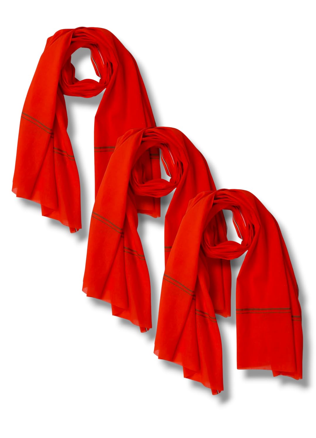 Bhagva Saffron Pure Cotton Gamcha - Traditional Indian Towel Quality, Modern Comfort Perfect for Yoga, Holy Pooja, Gym and Daily use. Pack of 3