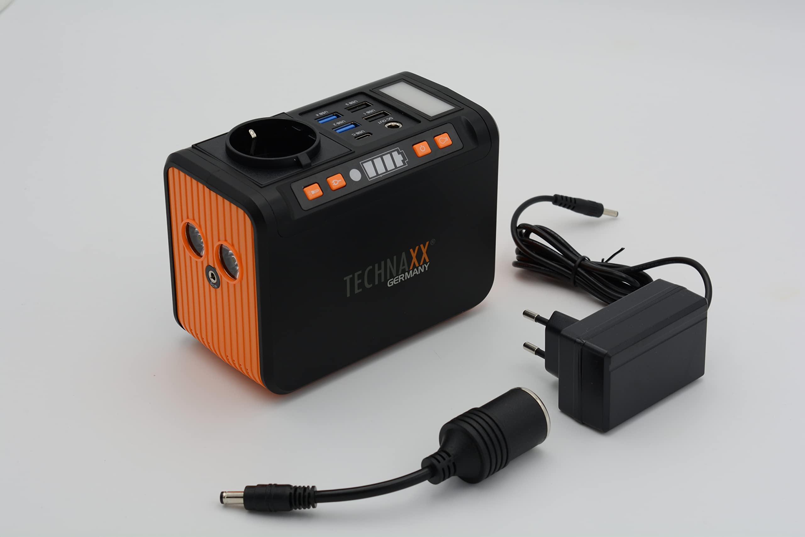 Technaxx TX-205 mini power bank 74 Wh 230 V Power Bank z wbudowaną wtyczką - Zewnętrzna bateria do laptopa, telefonu komórkowego, mini lodówki itp., kompatybilna z ładowarkami słonecznymi