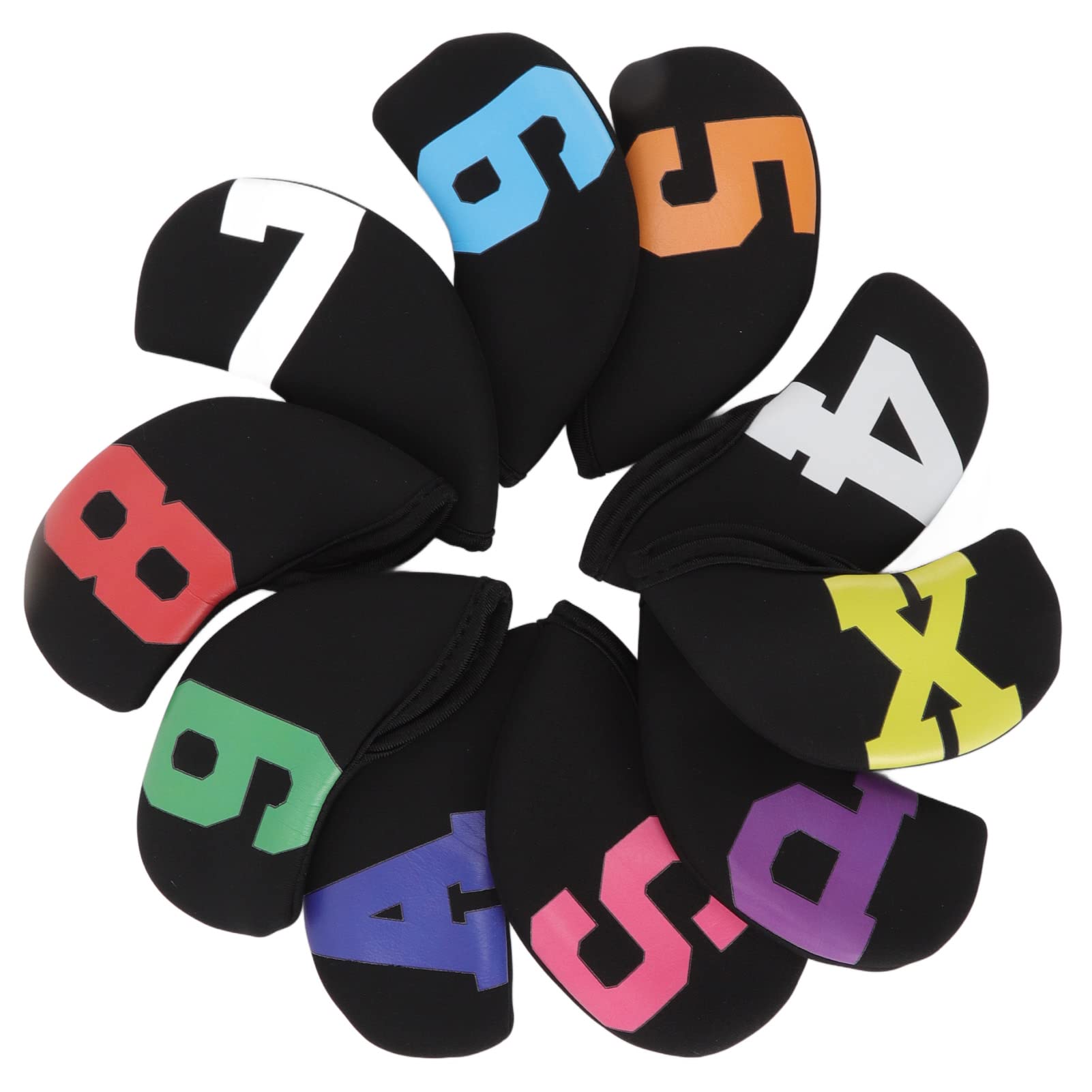 BORDSTRACT Copritesta in Ferro da Golf Premium da 10 Pezzi, per Protezione Mazze, Neoprene Impermeabile, con Grande Numerazione dei Colori
