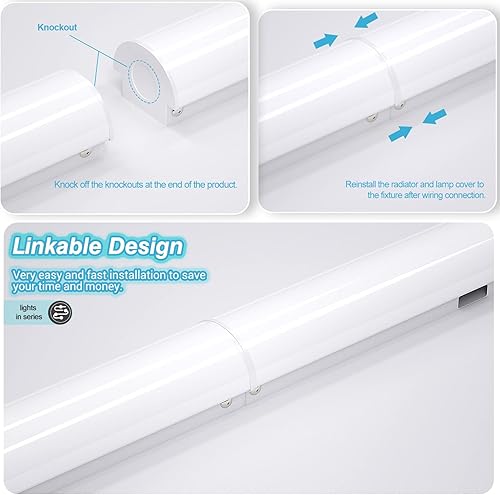 Miniatura 7 de AntLux Luz LED de tienda de 8 pies, tira de luz LED de 110 W equivalente a 6 lámparas fluorescentes F32T8, lámpara de techo comercial compacta de 8