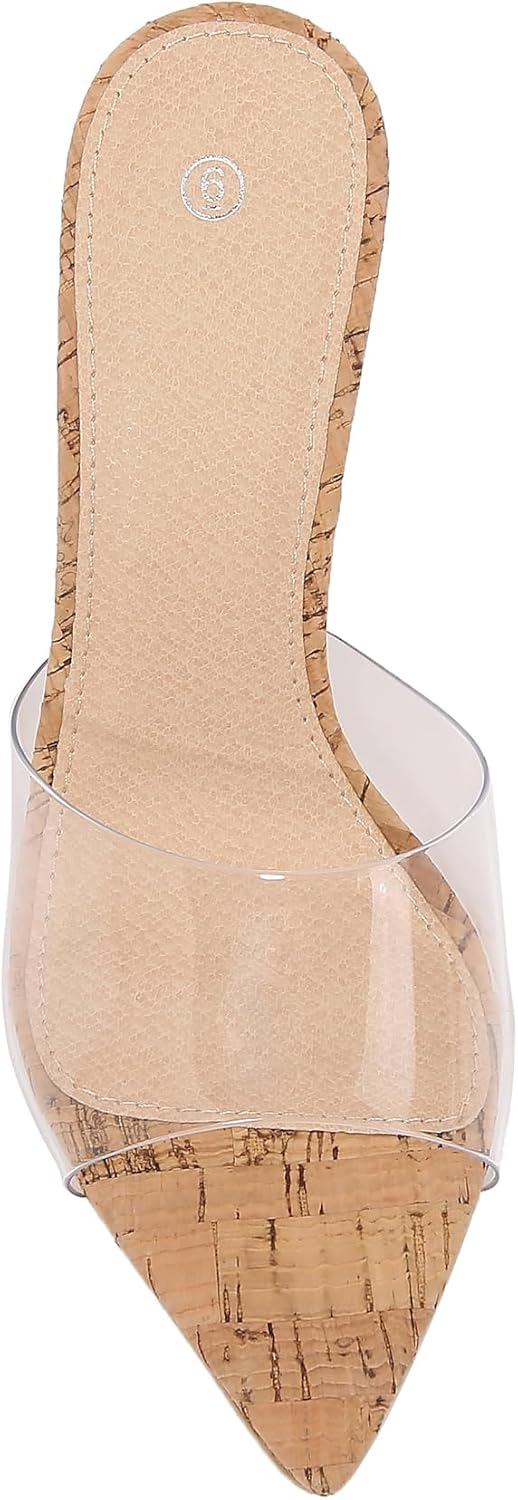 Women Clear Pointed Toe Sandals Stiletto Heels Transparent Strap High Heels Slip on Mules for Women - Image 5